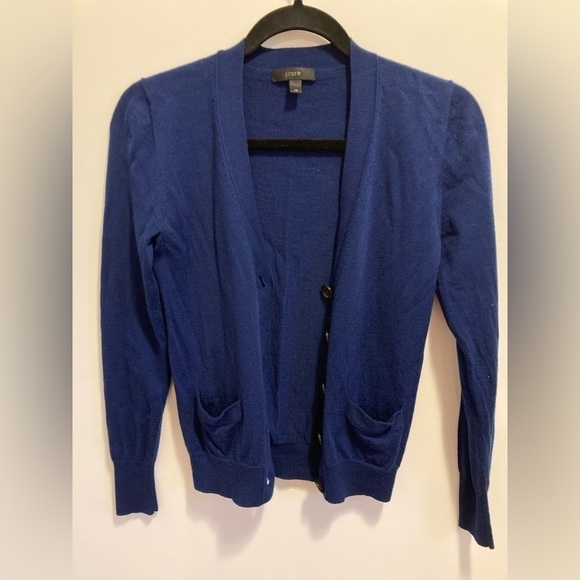 J. Crew navy XS 100% merino wool navy cardigan. - Picture 2 of 6